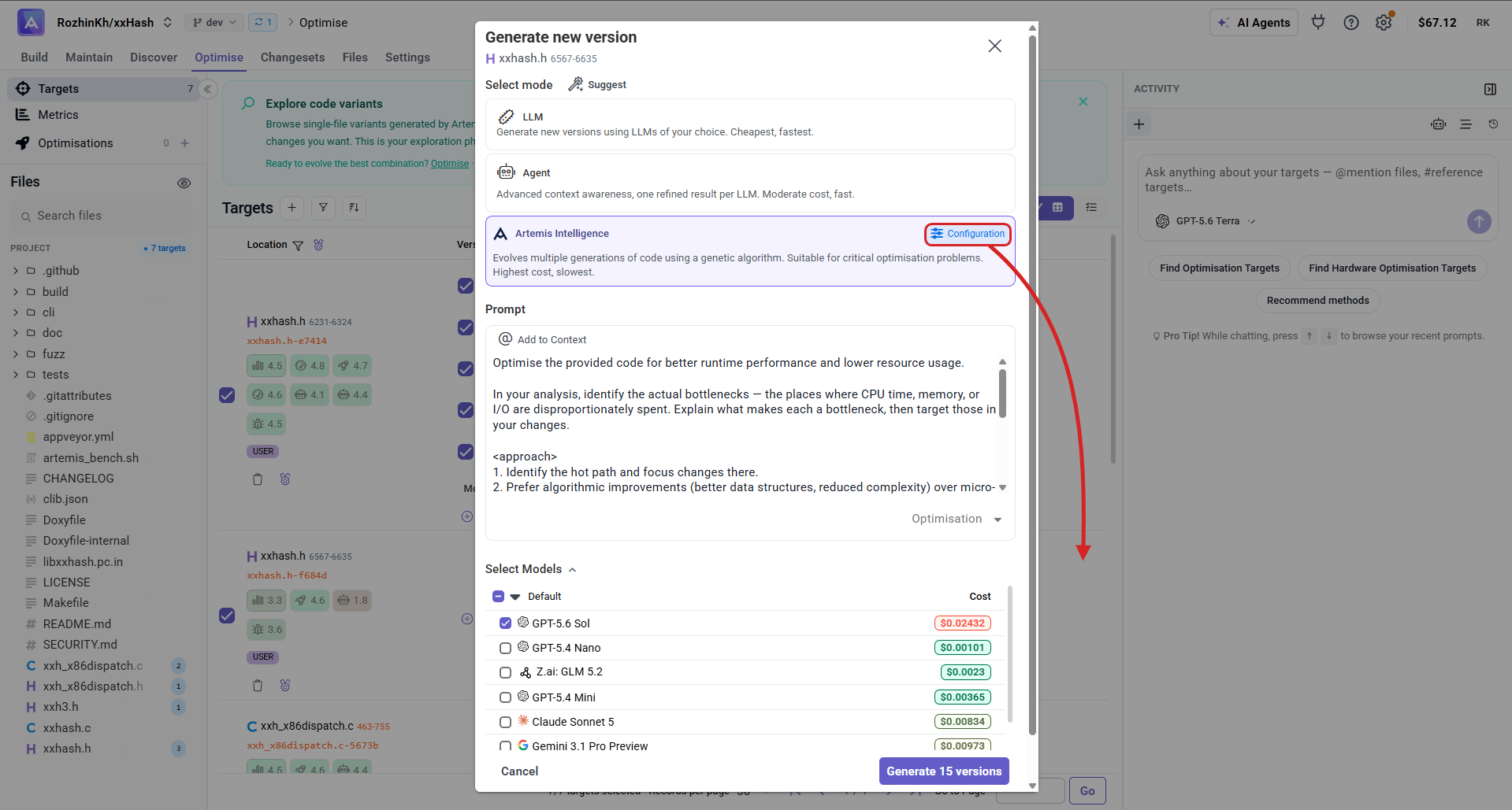 Open Advanced Settings via Configuration