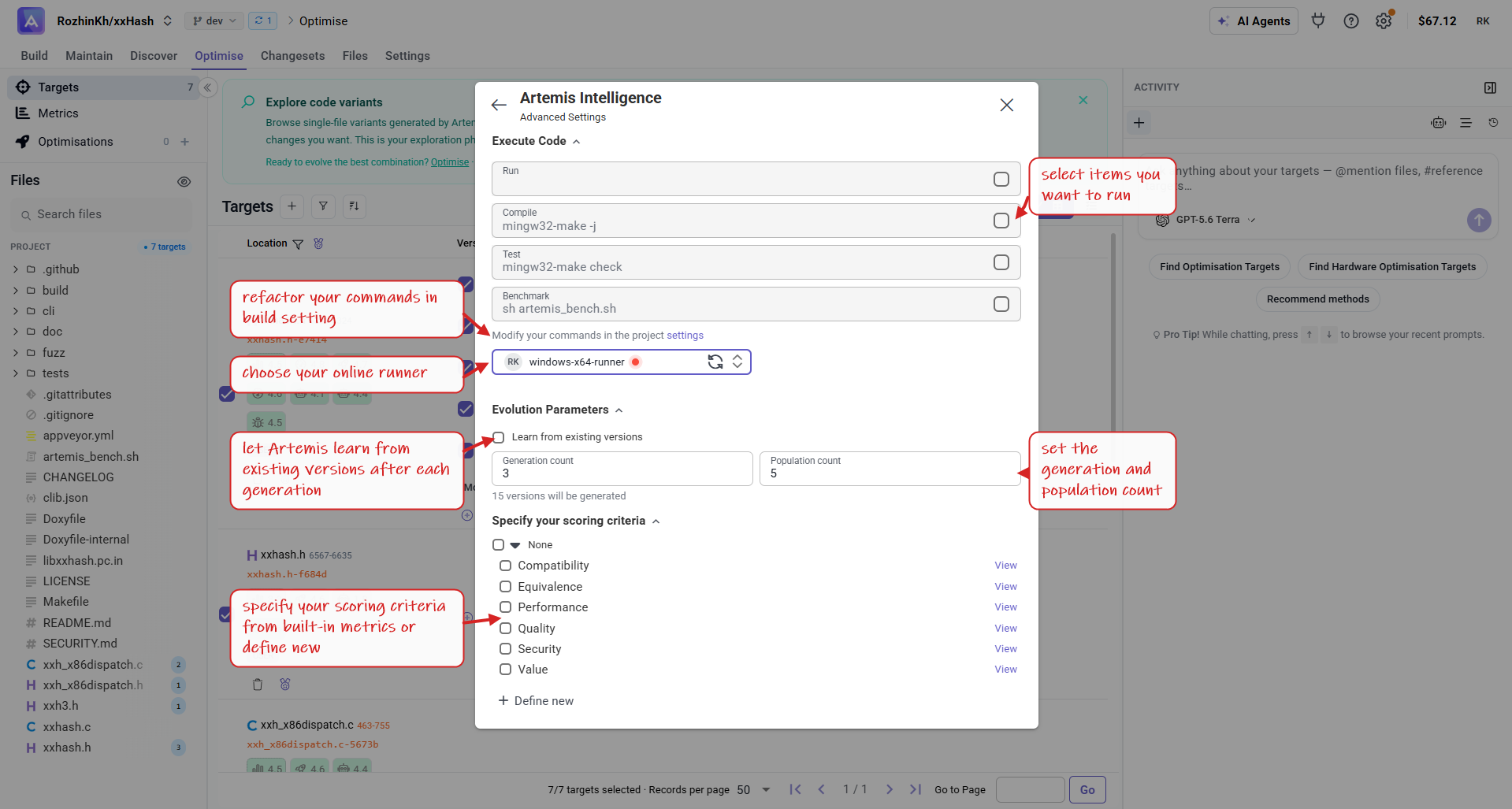 Artemis Intelligence — Advanced Settings