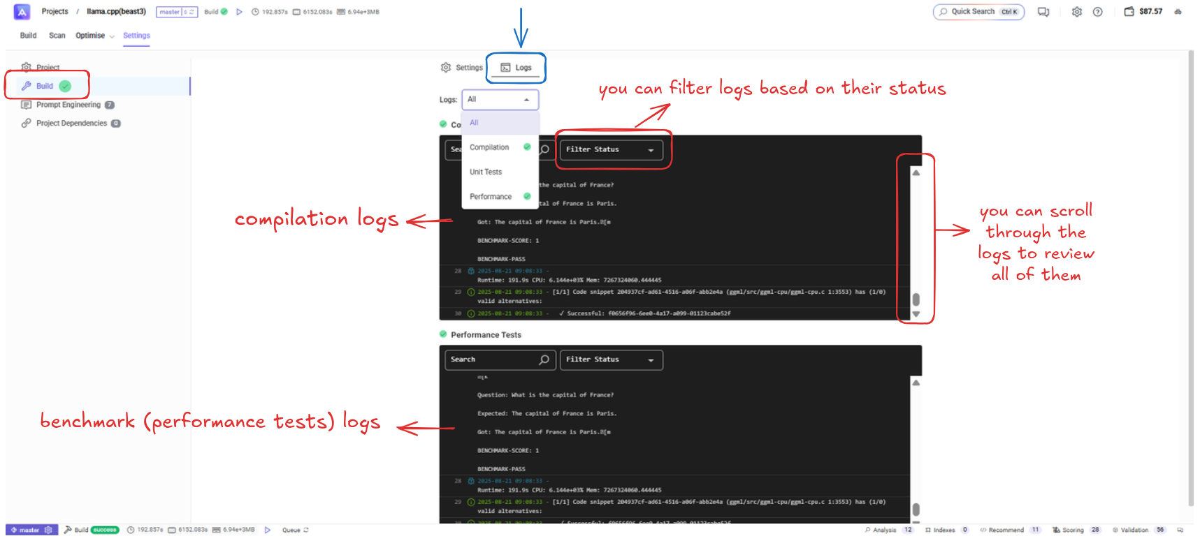 Logs Interface