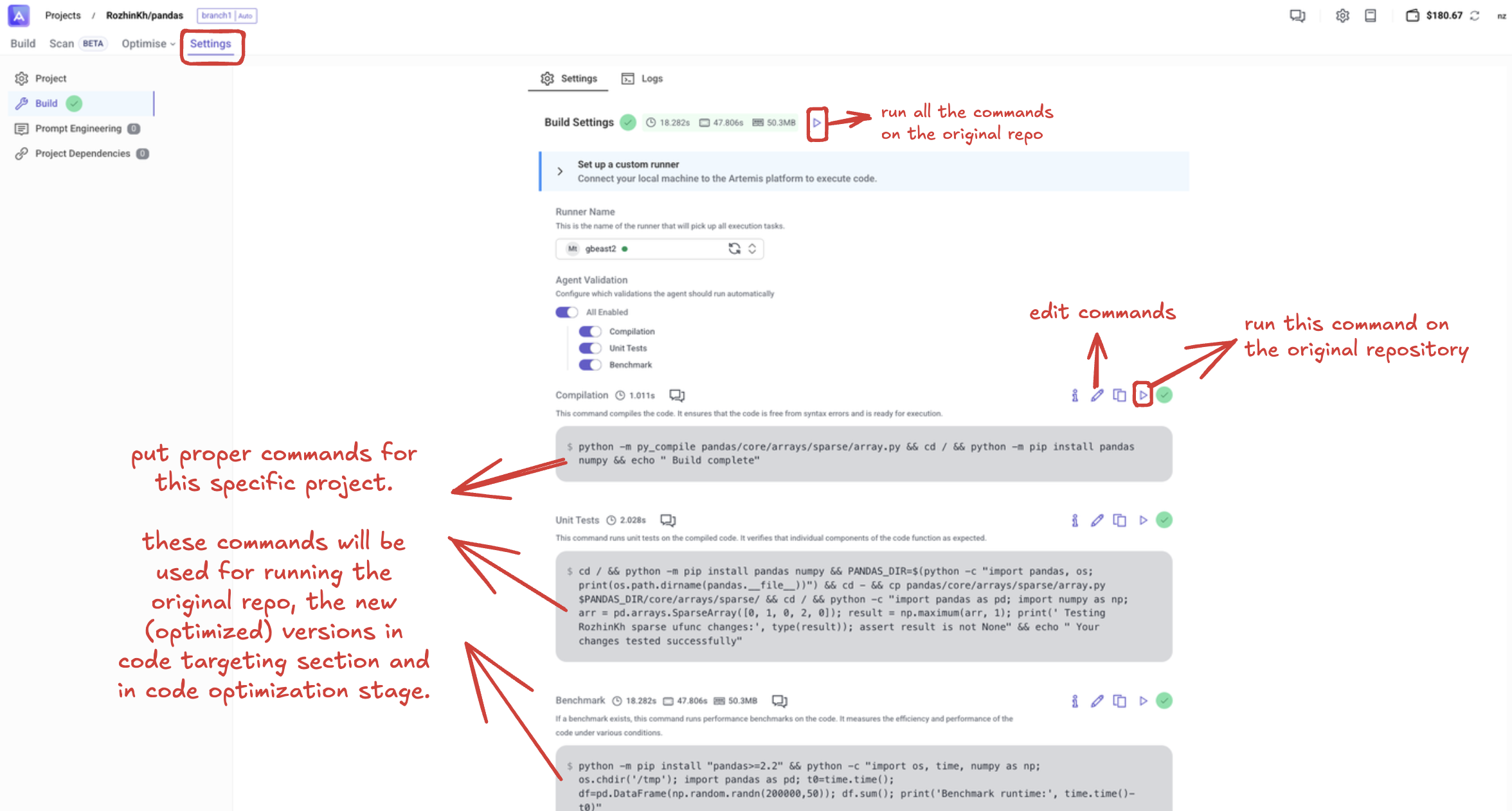 Build Settings Interface