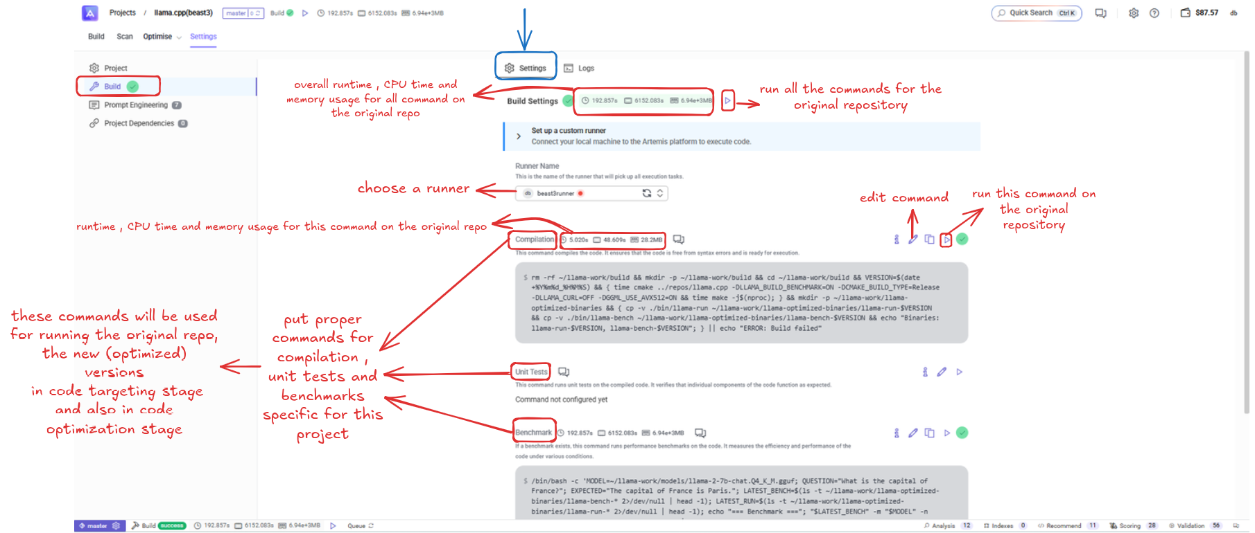 Build Settings Interface