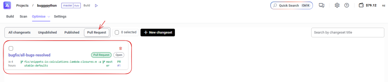 viewing the PR changeset