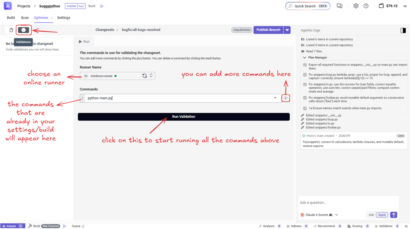 Validations Tab