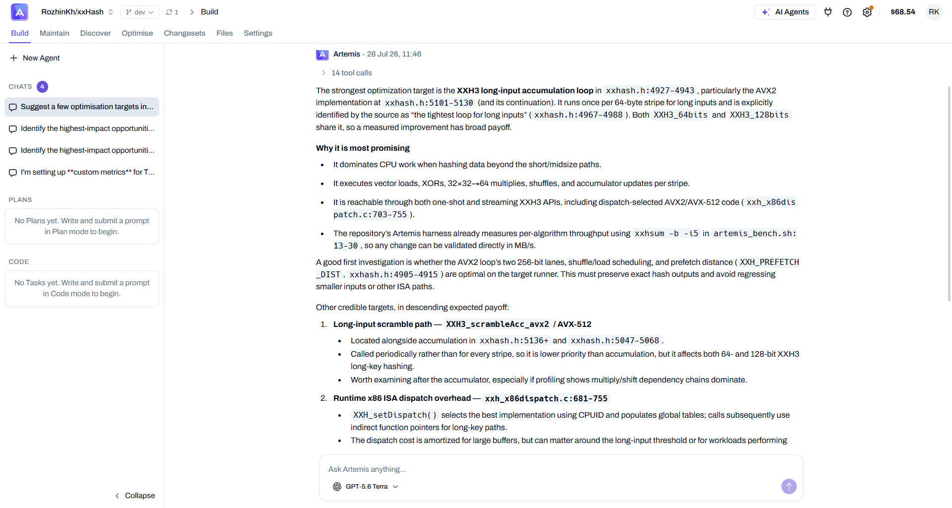 Chat with Agent — ask and answer