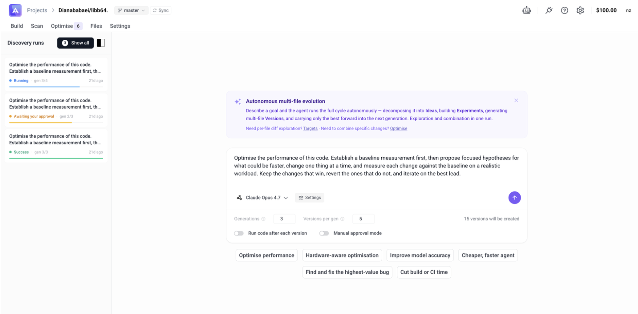 Discover page