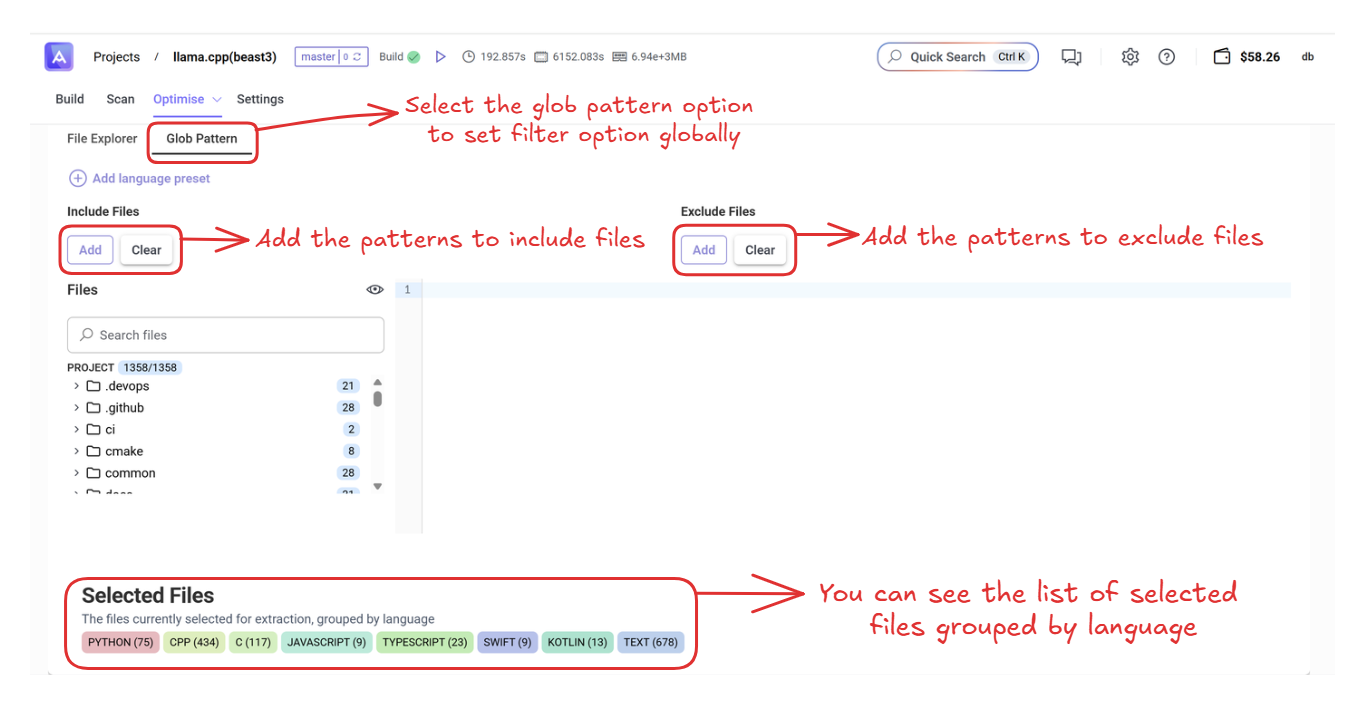 Regex selection
