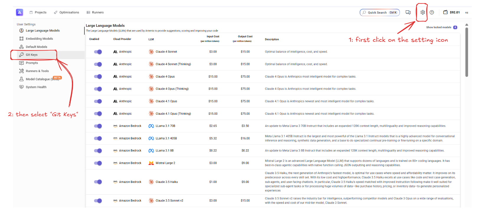 Git Keys Settings