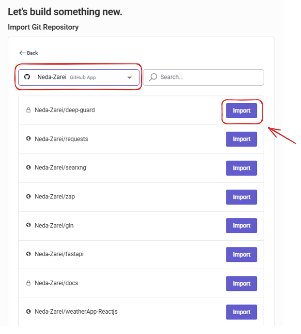 Select repository from GitHub App
