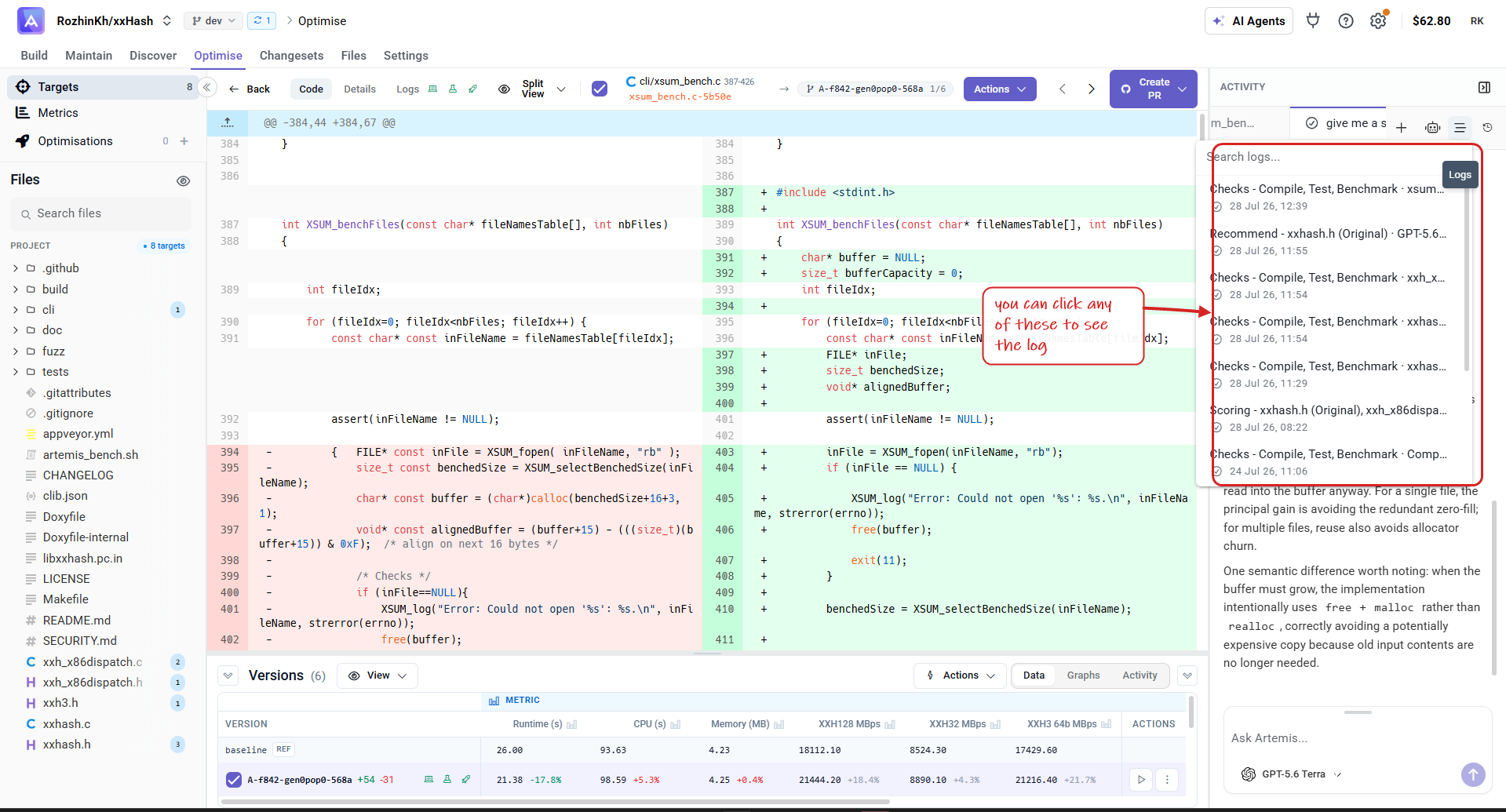 Logs list