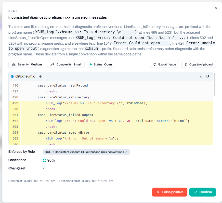 issue detail confirmation flow