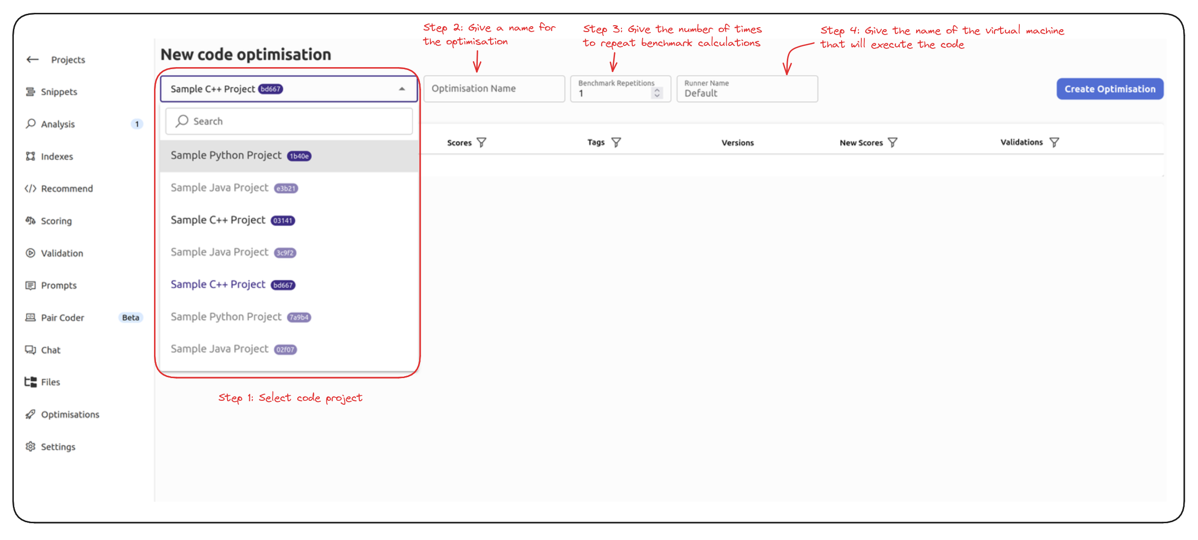 New code optimisation select project