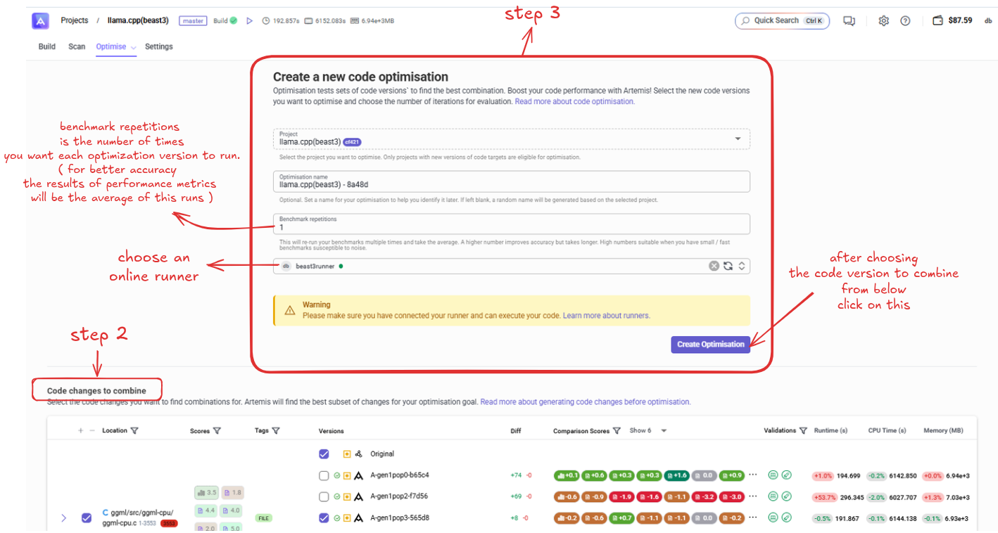 optimization info and creation