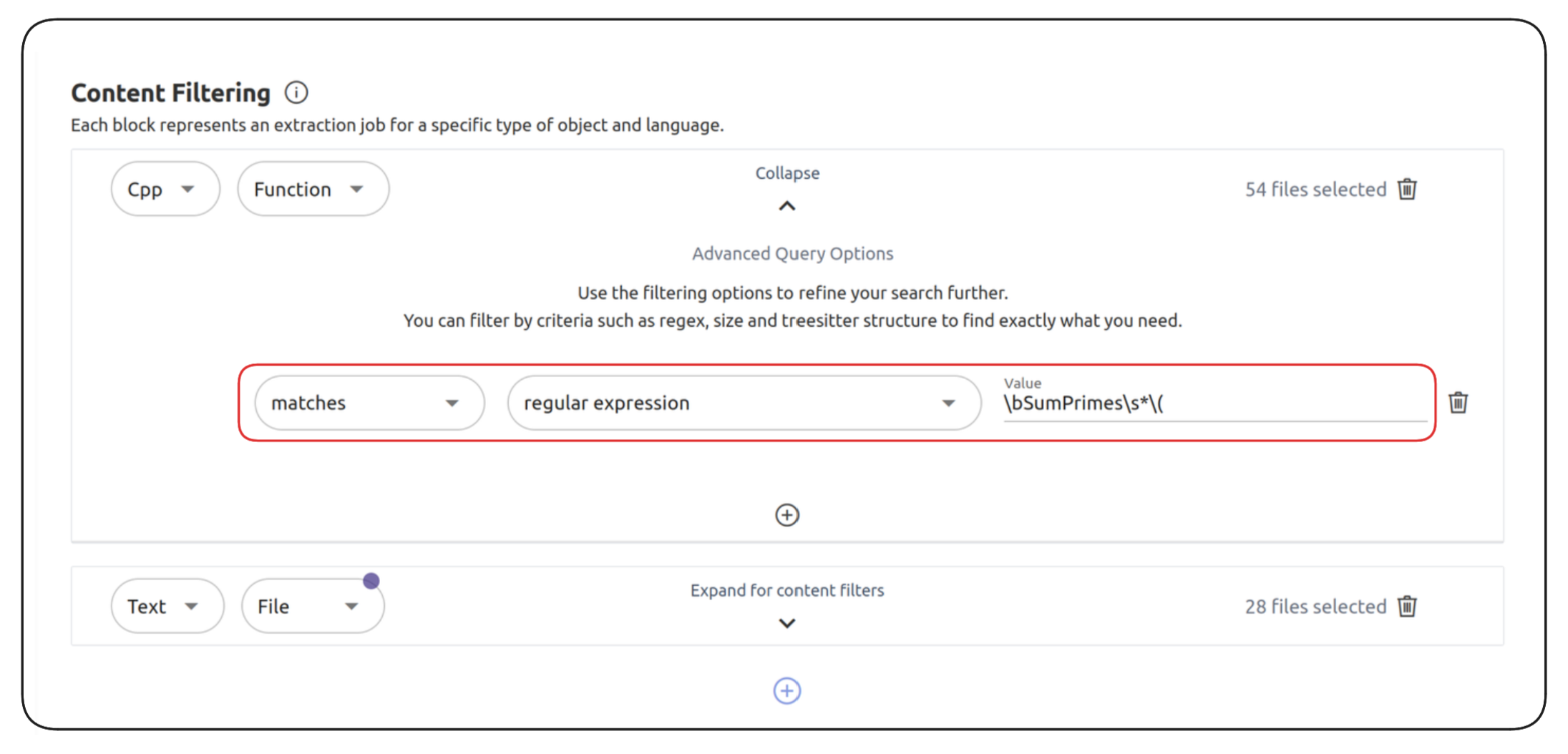 Regex-based filtering