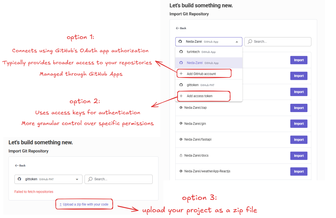 Select the preferred code import option