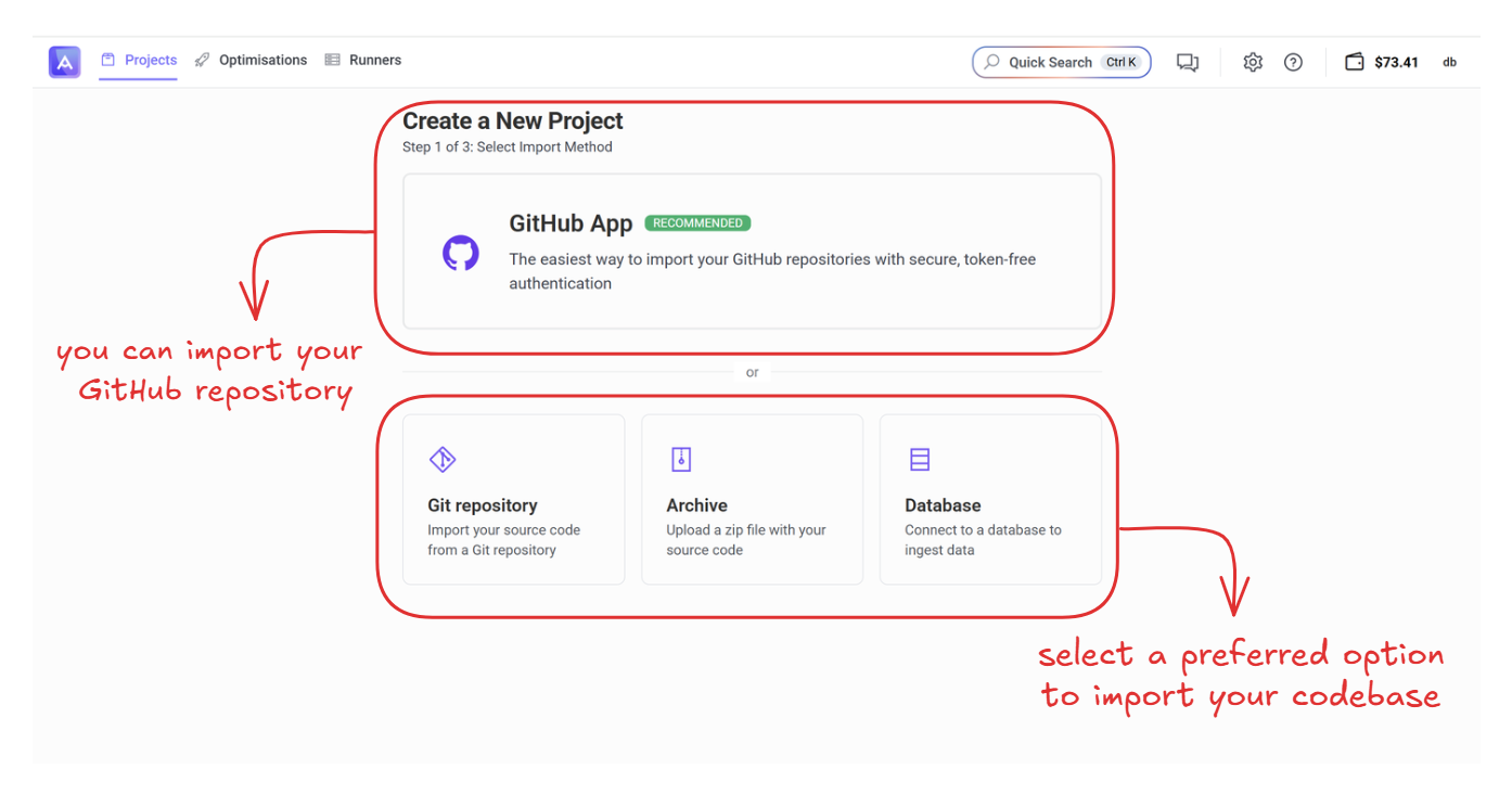 Select the preferred code import option