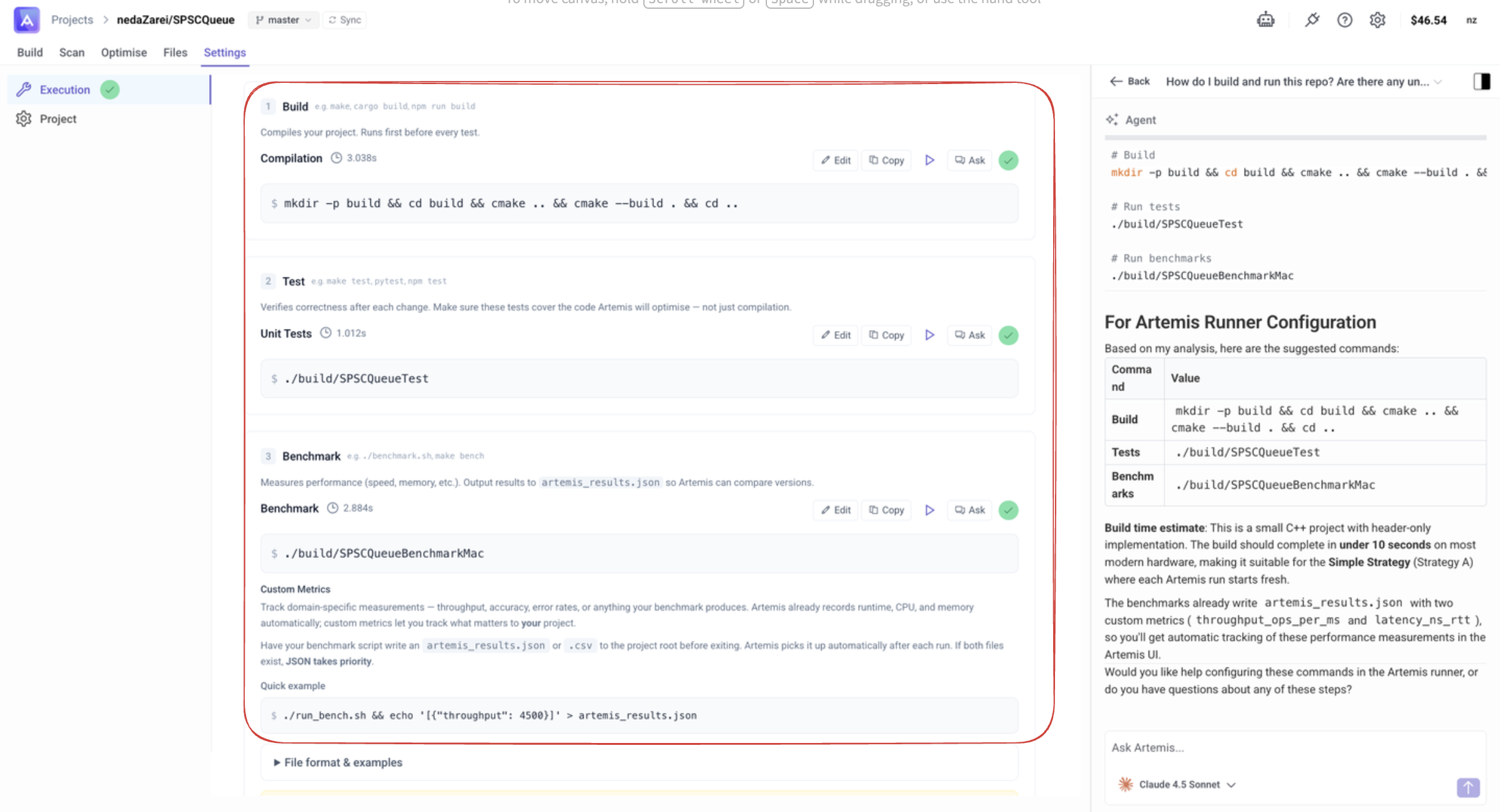 Build commands configuration