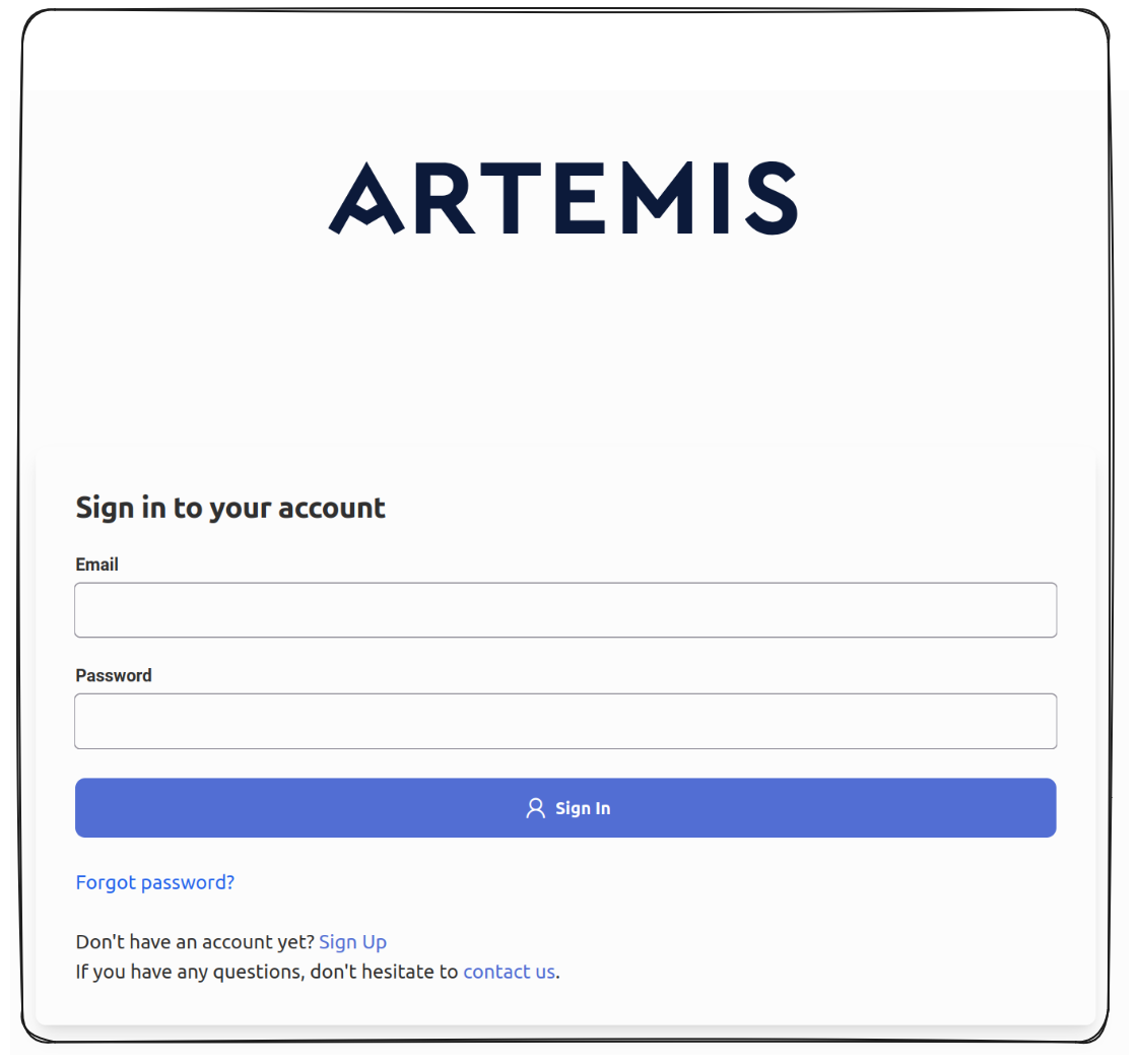 Artemis sign up link