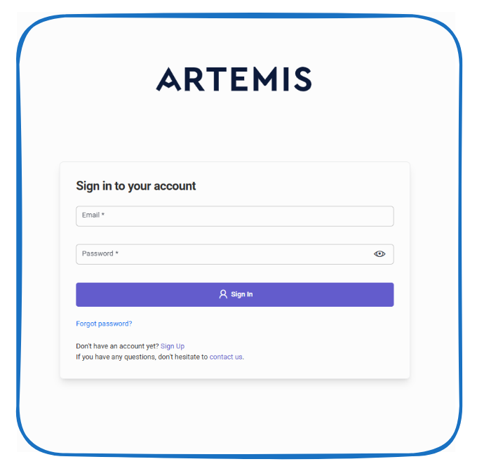 Artemis sign up link