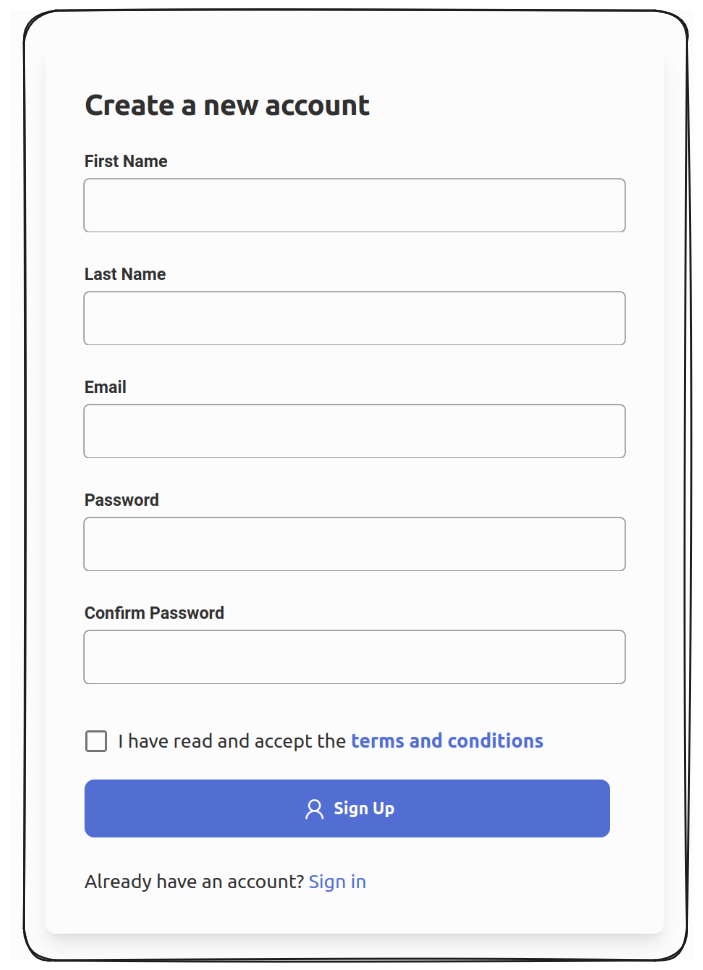 Artemis sign up form