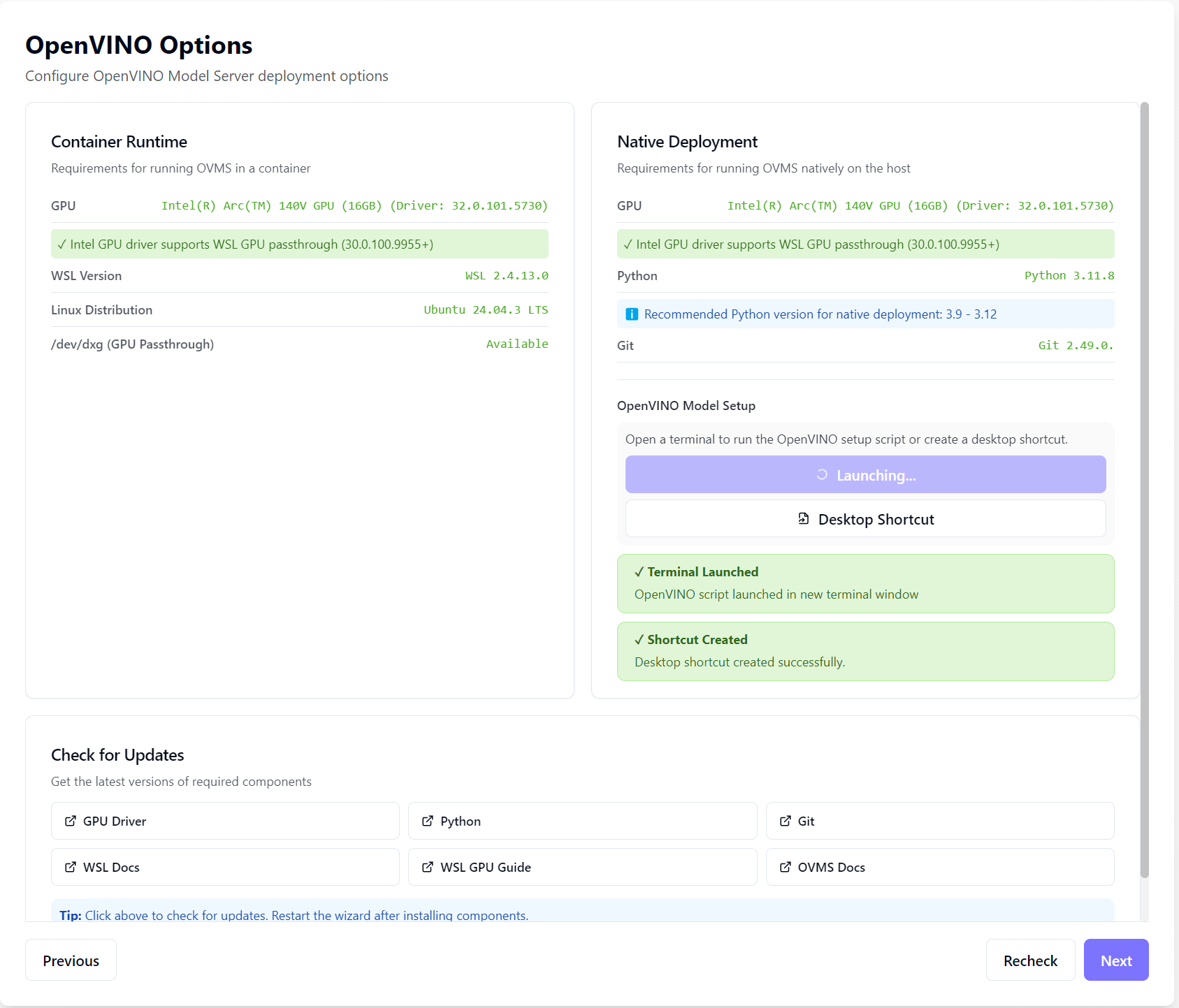 OpenVINO Native Setup