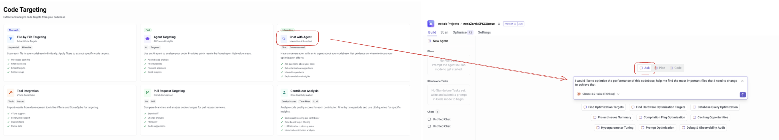 Chat with Agent — interactive session