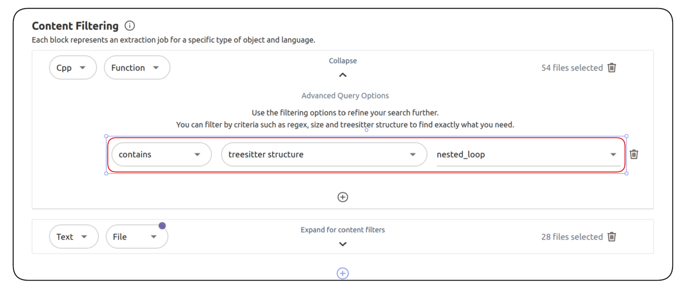 Treesitter-based filtering