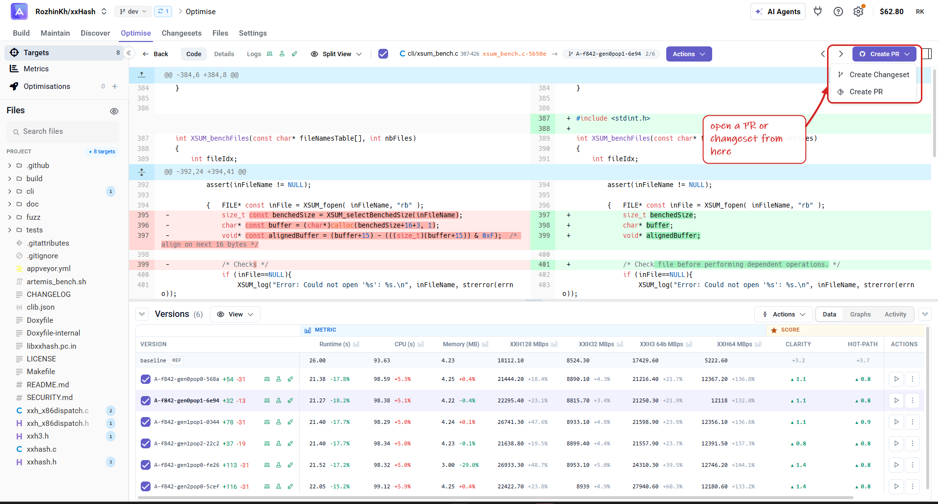 Version data and Create PR