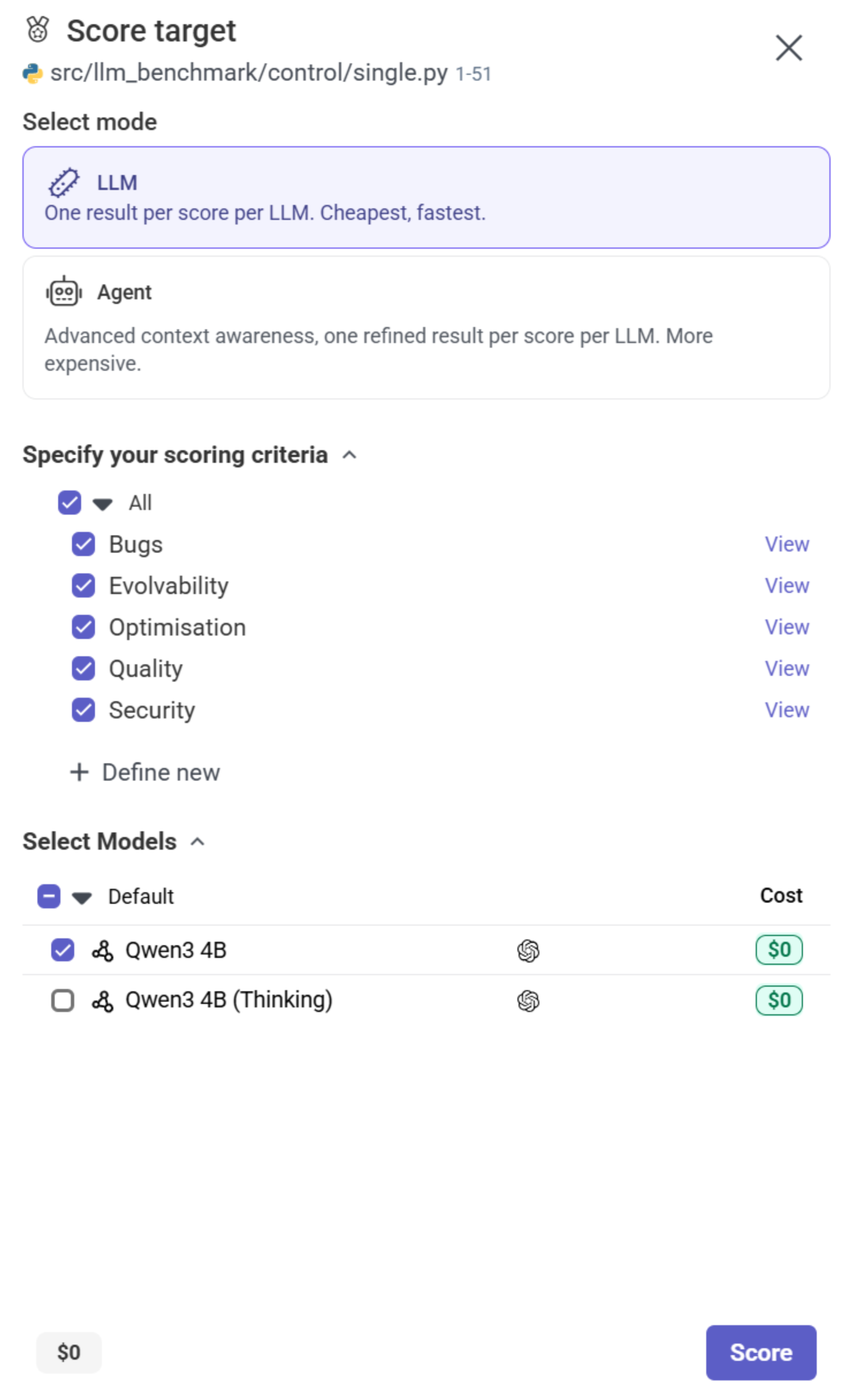 Choose scoring metrics