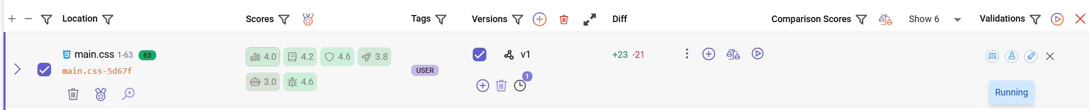 Validation result from the local runner