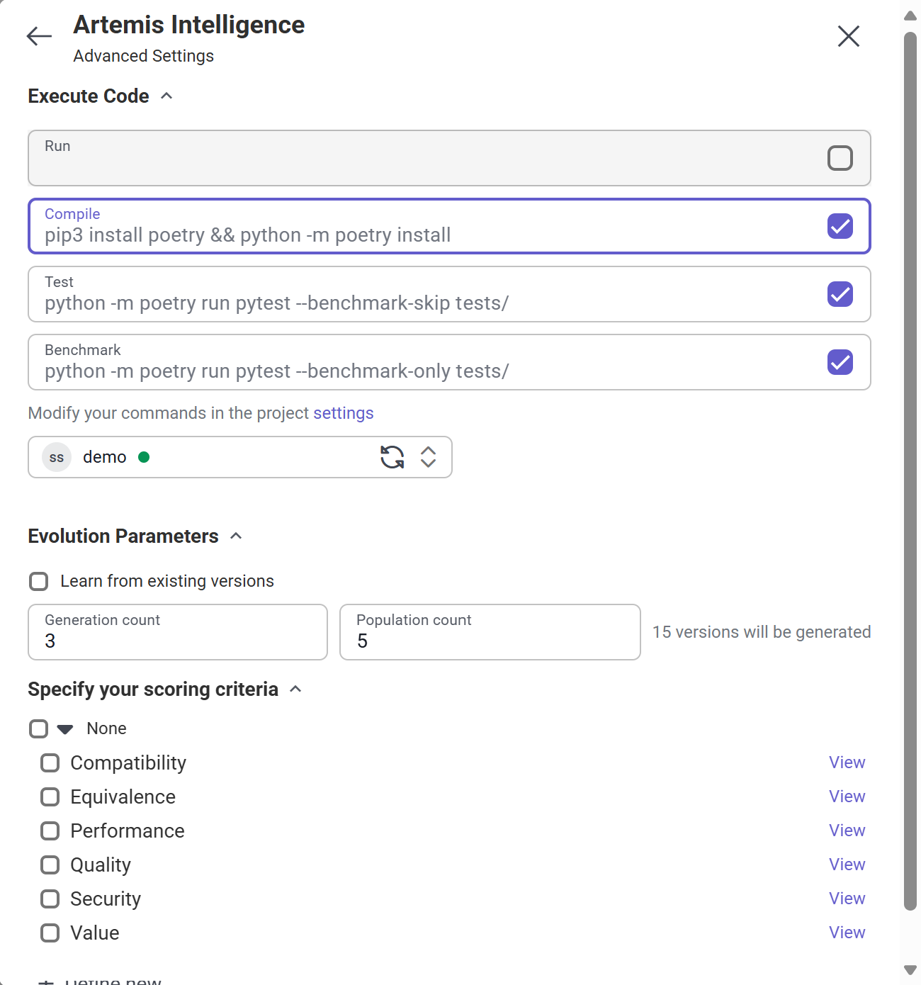 Configure runner actions and scoring