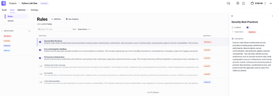 Select and weight scan rules