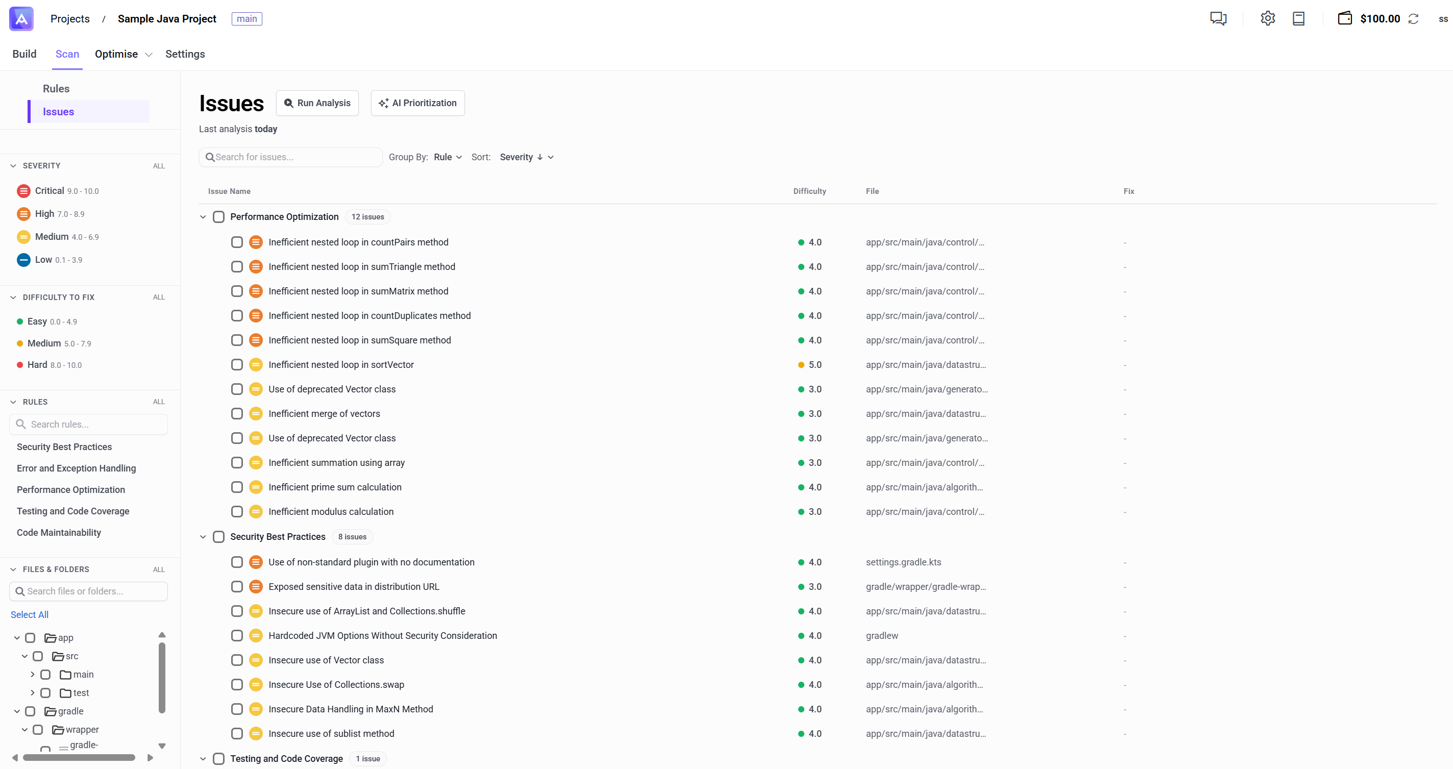 Run code audit analysis