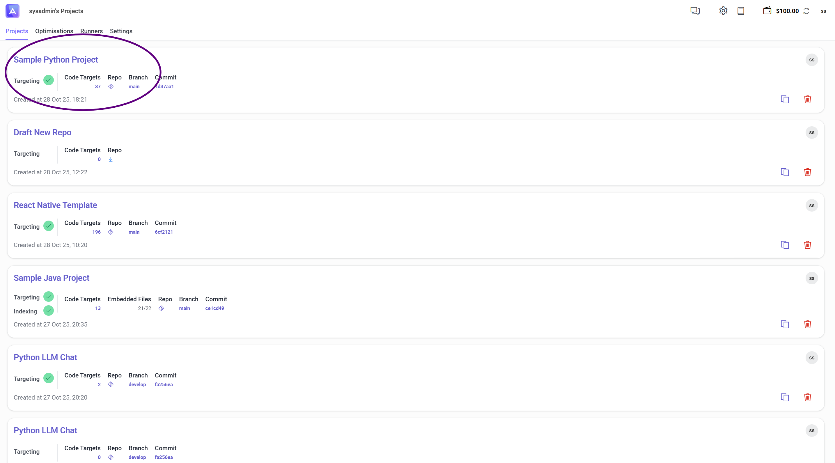 Imported project ready for optimisation