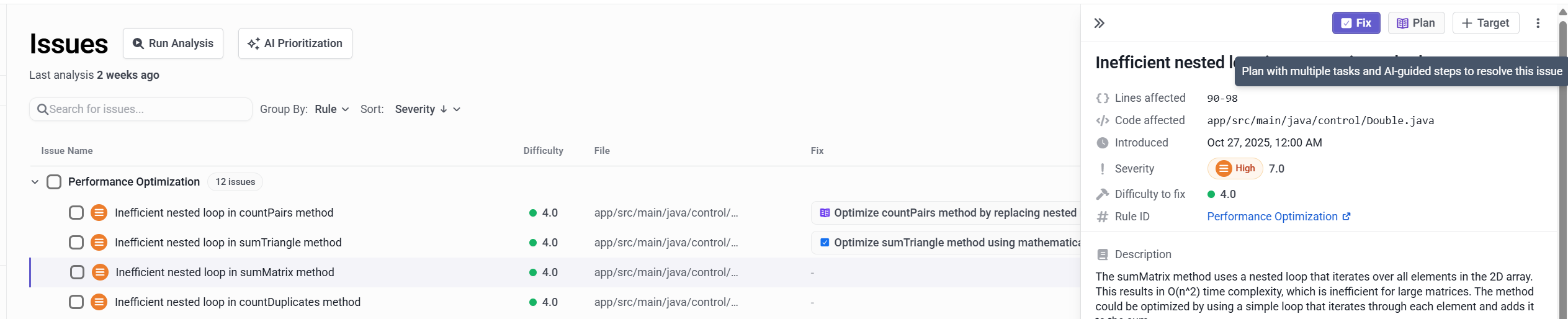 Select fix using planning agent