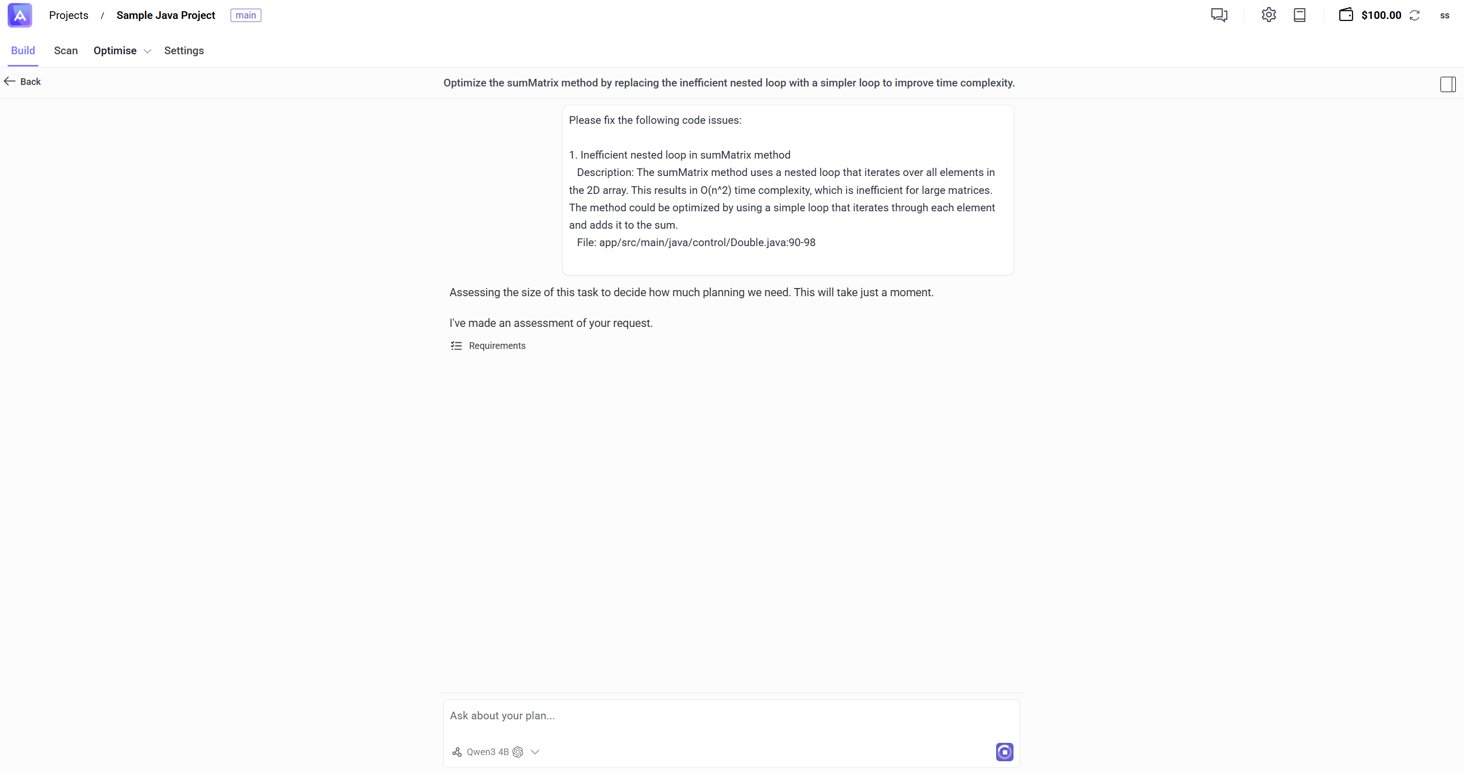 Planning agent running