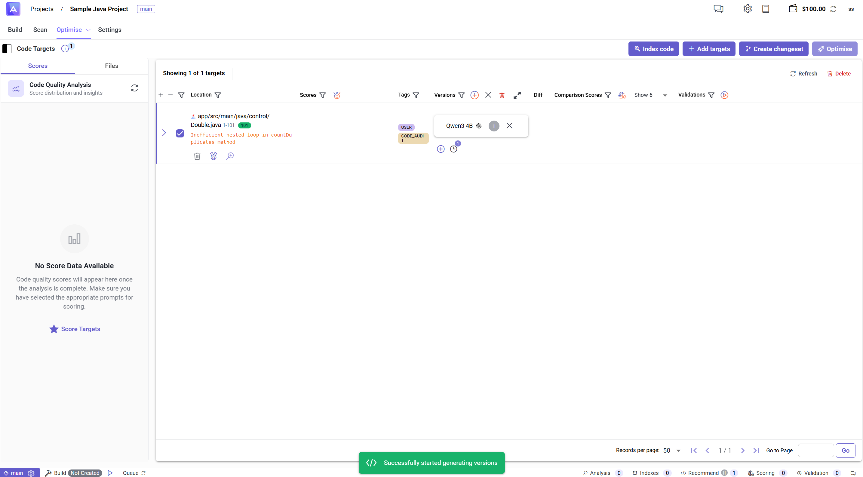 Artemis Intelligence generating versions