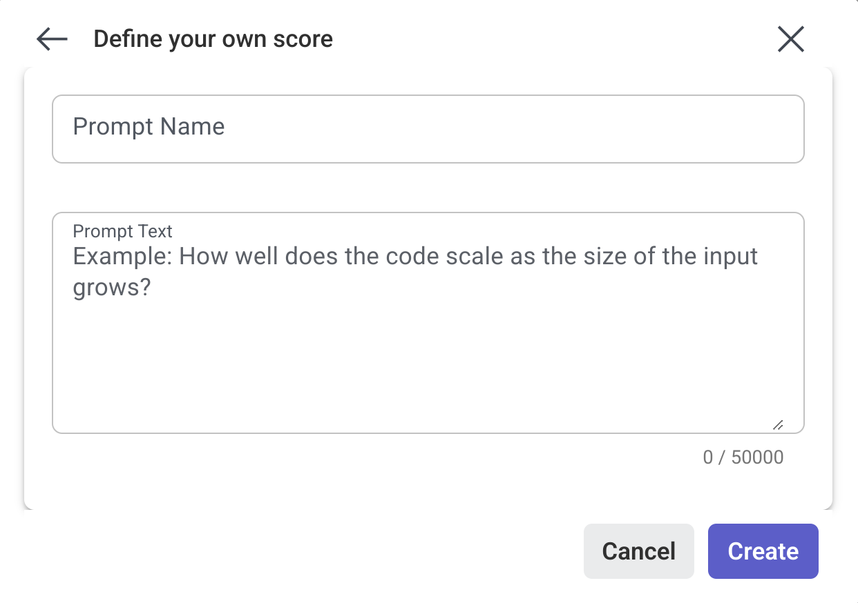 Custom score configuration